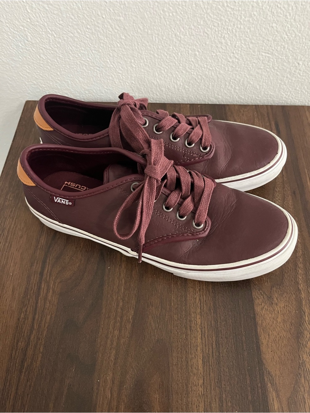 Vans Atwood Leather Burgundy Red Low Athletic Sneaker